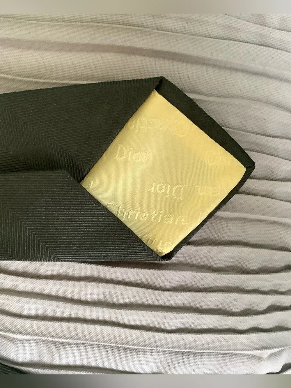 Vintage Dior Black Diagonal-Texture Silk Tie